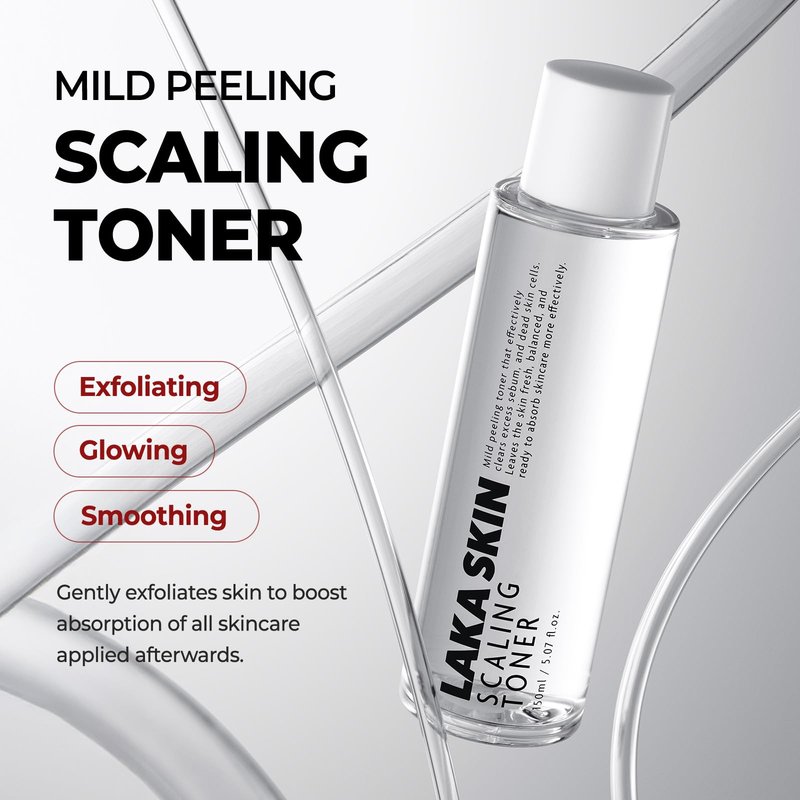 Laka Skin Care Scaling Toner, 150ml/5.07 fl.oz, Mild Peeling for Face, PDRN, Soothing Dead Skin Cells, Hyaluronic Acid, AHA, PHA, Korean Skin Care