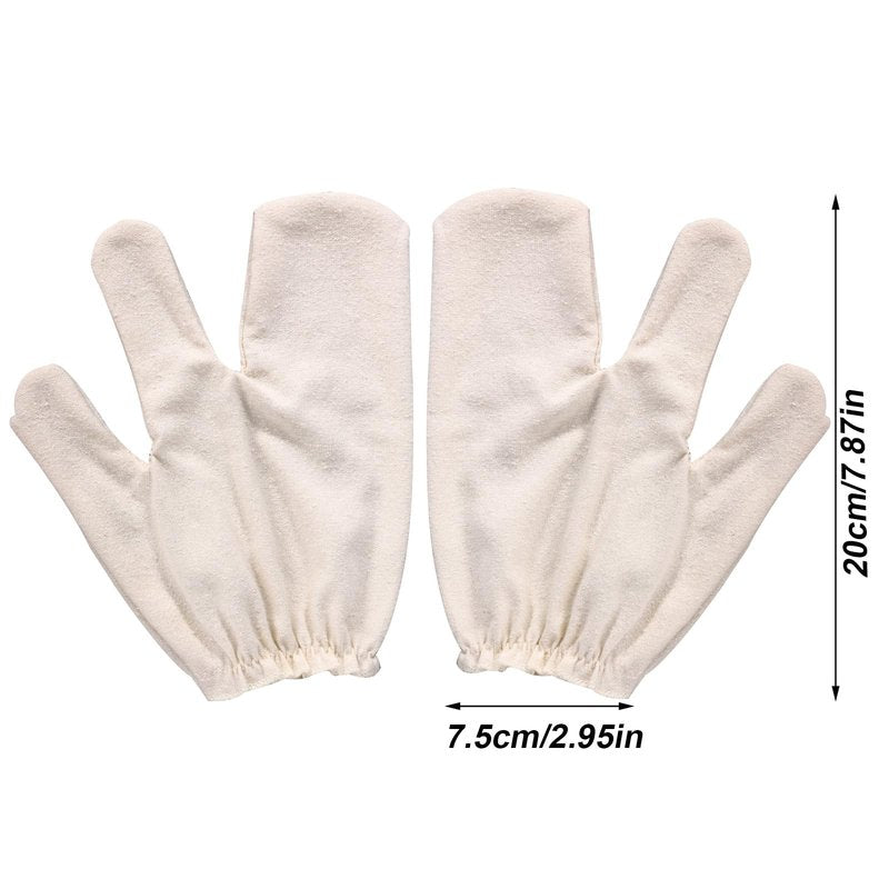 2 Pairs Raw Silk Massage Gloves, Ayurvedic Massage Gloves with Elastic Wrist Bands for Body Exfoliating and Dry Brushing for Women & Men Reusable Skin-Friendly (Beige)