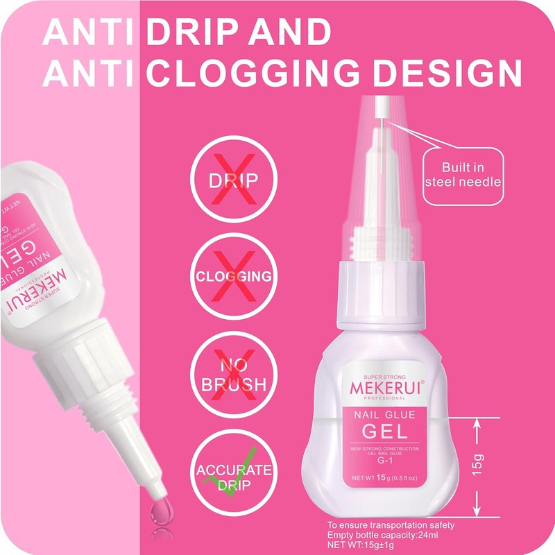 Mekerui Nail Glue Gel Set - Super Strong & Long-Lasting 30+ Days | Quick Glue Remover Included