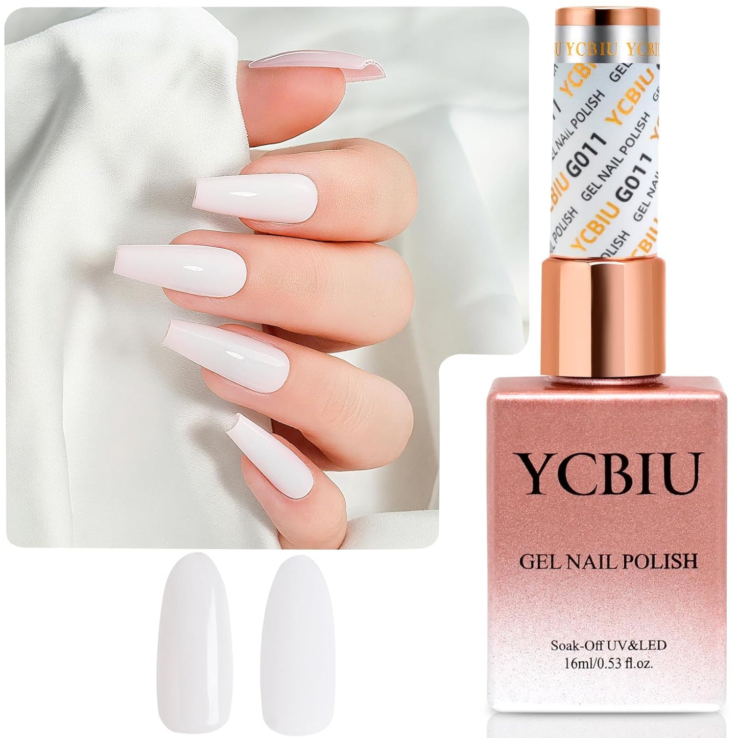 White Gel Nail Polish - 16ml High Gloss French Tip Soak Off UV Nail Color | DIY Manicure for Women