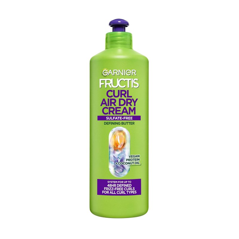 Garnier Fructis Curl Nourish Air Dry Cream XL Leave In Conditioner, Curl Defining Cream with Moisture and Frizz Control For All Curly Hair Types, Made with Vegan Protein & Coconut Oil, 16.9 Fl Oz