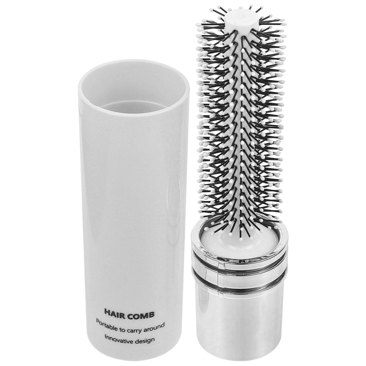 UKCOCO Retractable Roll Hair Brush for Travel : Round Curly Hair Comb for Styling Curling Straightening, Portable and Lightweight, 6.09X1.61X1.57in (White)