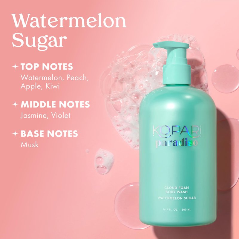 Kopari Paradiso Cloud Foam Body Wash – Watermelon Sugar | Hydrating Foaming Body Wash with Hyaluronic Acid & Vitamin E | Gentle Cleanse, Fruity Scent