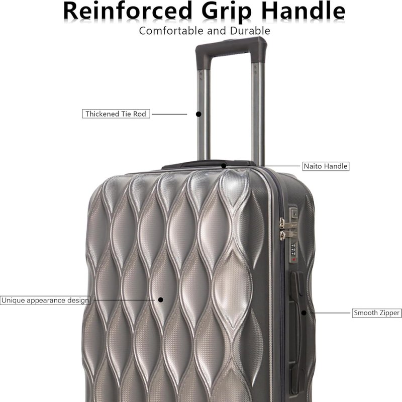 Lightweight 3-Piece Hard Shell Luggage Set - Durable ABS+PC Spinner Suitcases | Pale Gray (Small, Medium & Large)