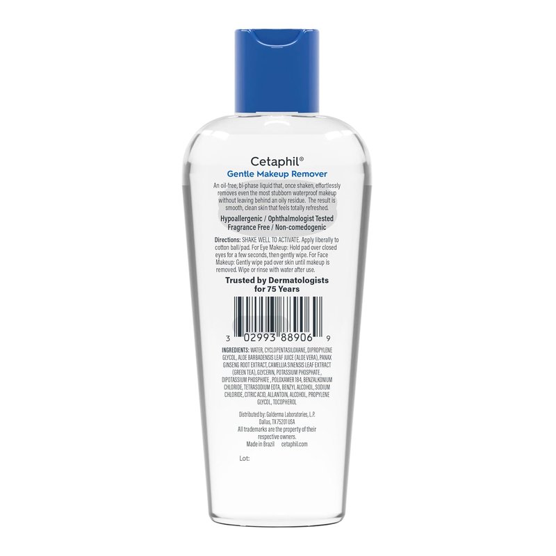 Cetaphil Gentle Waterproof Makeup Remover - Oil-Free Formula for Sensitive Skin | 6 Fl Oz