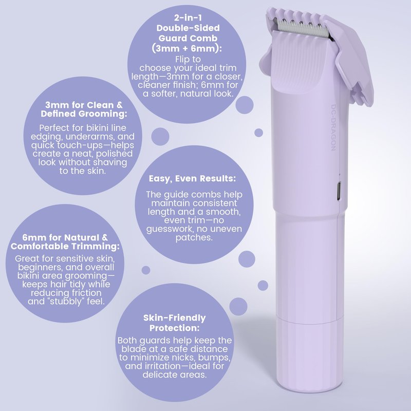 Bikini Shaver Womens Electric Razor 2-in-1 Electric Bikini Trimmer for Women Ainless Electric Razors for Pubic Hair, Face, Legs, Ipx7 Waterproof Underarms Electric Bikini Trimmer for Women