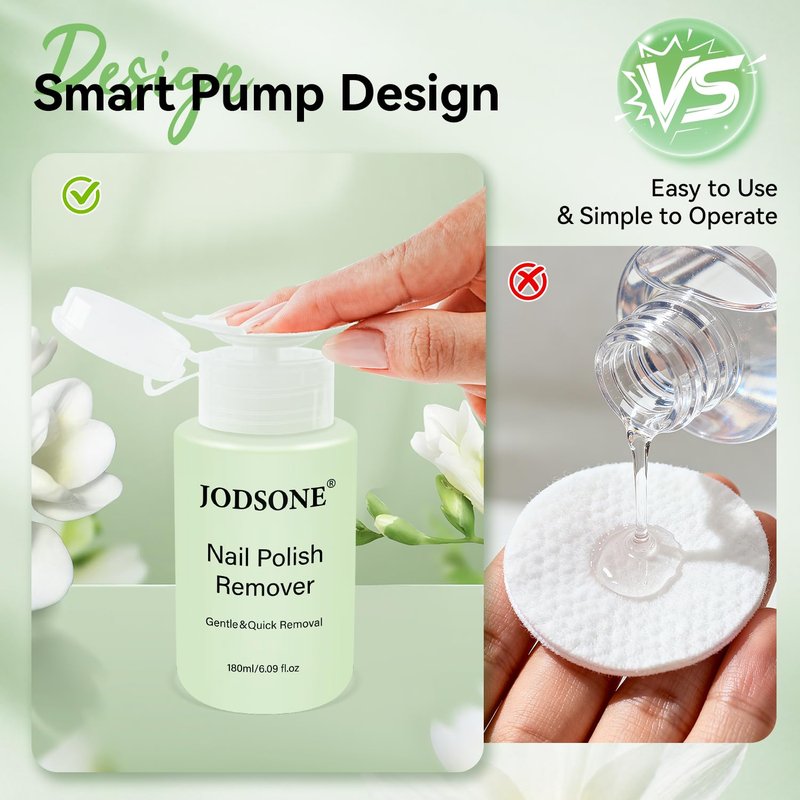 Nail Polish Remover - Jasmine Scent Non-Acetone Formula with Vitamin E & Aloe | 6.09 Fl. Oz, Gentle Daily Use