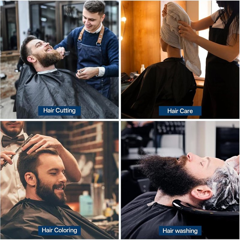 Professional Hair Cutting Capes - 10 Pcs Adjustable Waterproof Barber Capes for Adults | Black