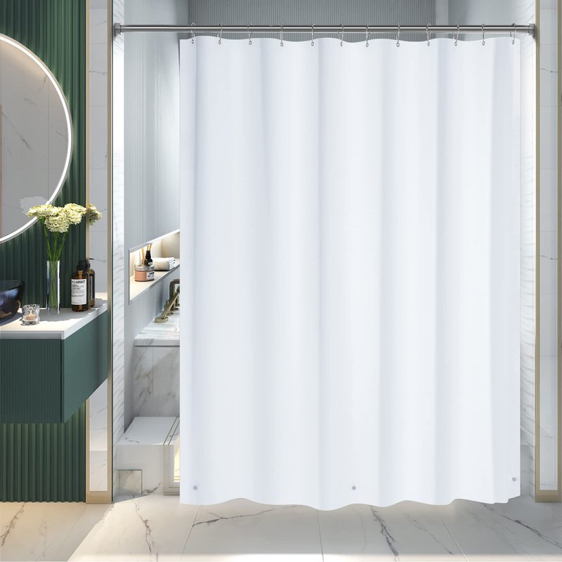 AmazerBath Shower Curtain Liner, 72x72 Plastic White Shower Curtain Liner, Cute Waterproof PEVA Shower Curtains, Lightweight Shower Curtains for Bathroom with Magnets and 12 Grommet Holes