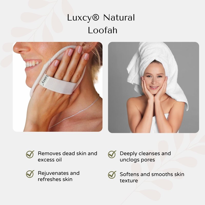 Luxcy Natural Loofah Body Scrubber – Egyptian Shower Sponge for Women & Men, 100% Plant-Based Luffa, Gentle Exfoliating Pads for Bath or Shower, (3 Pack)