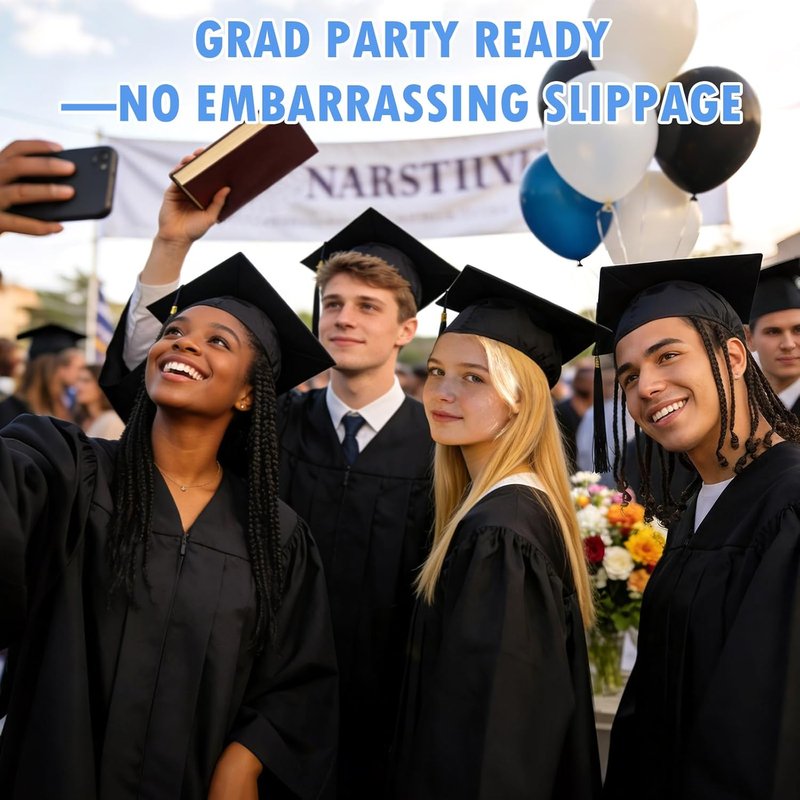 Graduation Cap Headband - Clear White Anti-Fall Hair Band | Secure Holder for Grad Cap & Hairstyle