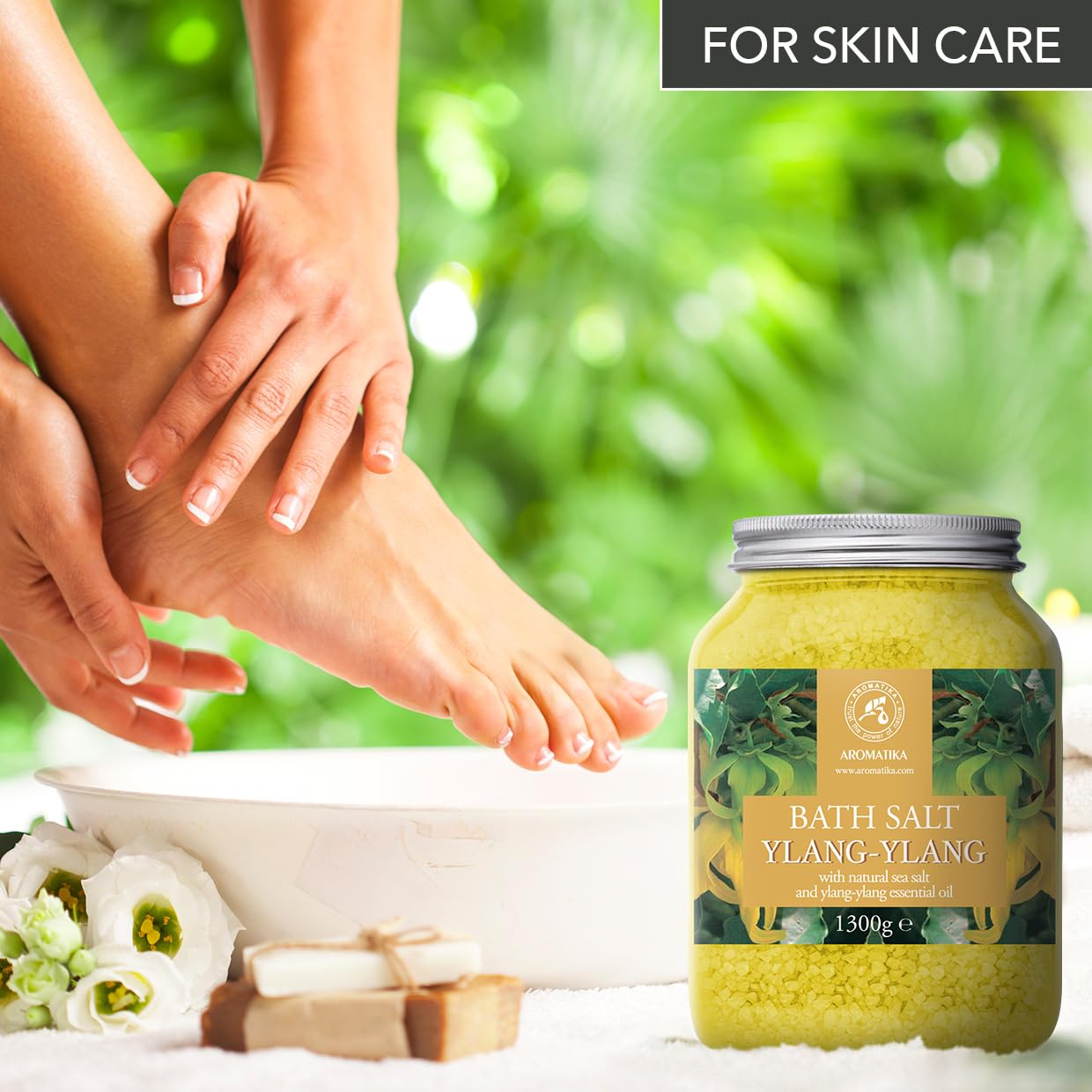 Ylang Ylang Bath Salts 46 Oz (1300g) - 100% Natural Essential Ylang Oil - Best for Good Sleep - Bath Salts for Relaxation - Bathing - Wellness - Beauty - Relaxation - Aromatherapy - Spa