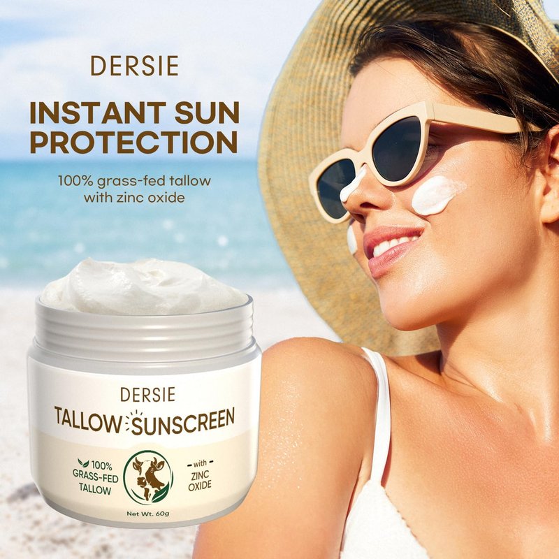 Dersie Tallow Sunscreen SPF 50 – Mineral UV Defense with Non-Nano Zinc Oxide – Face & Body Sun Protection for Adults & Kids – with 100% Grass-Fed Beef Tallow for Skin Comfort (2.1 oz)