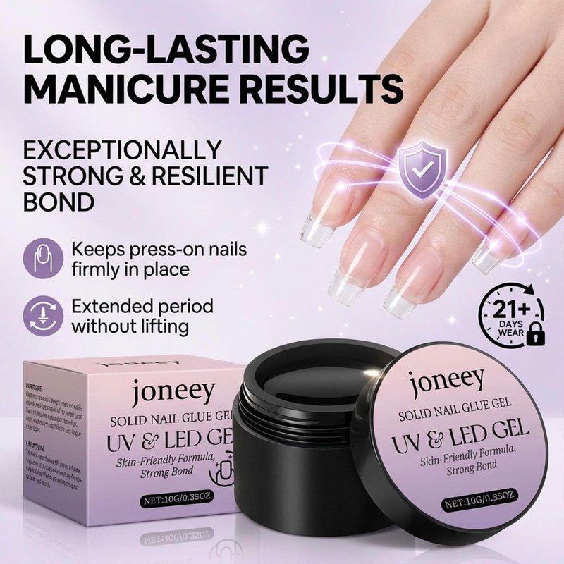 Press on Nails,Solid Nail Glue Gel,10g False Nails Gel Glue,Long-Lasting Strong Adhesion, Need UV Light Cured
