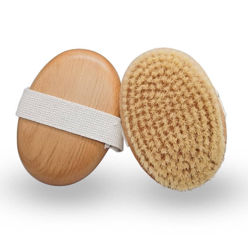 EnamelEVO Dry Brush with Natural Boar Bristle, Exfoliation Oval Body Brush for Women, Lymphatic Drainage with Anti-Slip Strap(1 Pack)