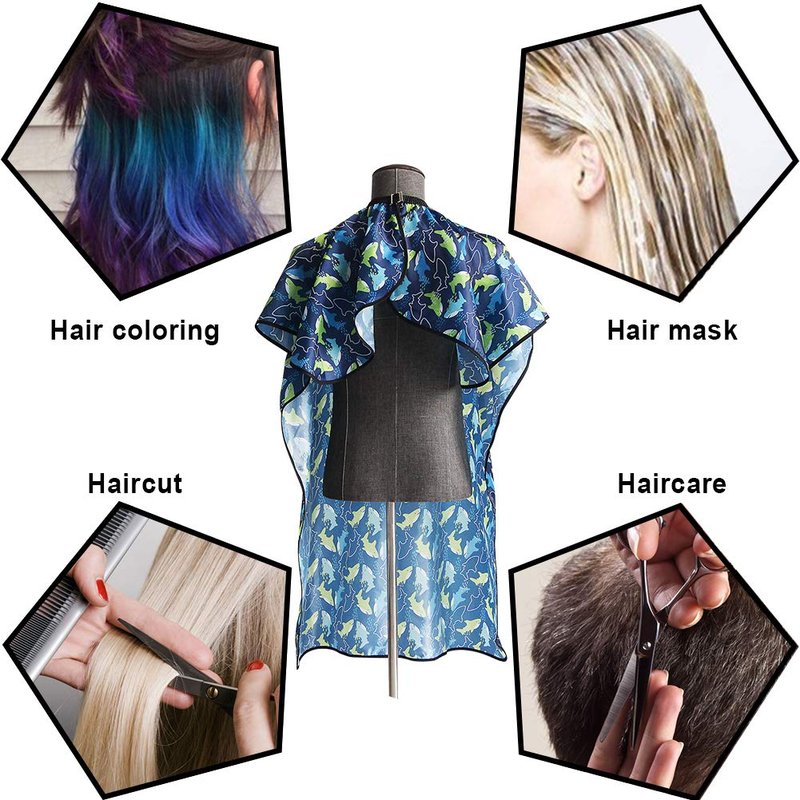Kids Haircut Cape Set - Professional Dolphin Apron with Neck Duster Brush | Extra Long 47x39 Inch