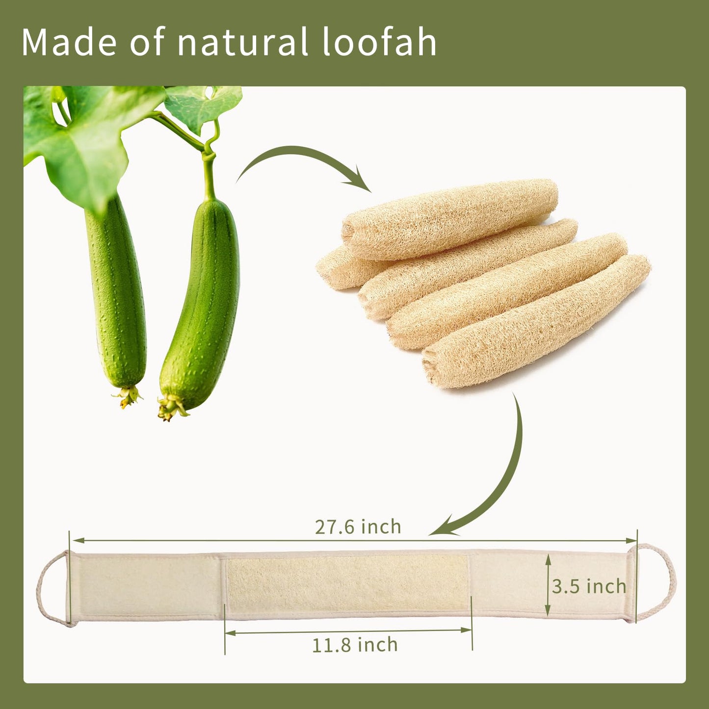 Natural Loofah with Handle,Back Scrubber for Shower Exfoliating Luffa On a Stick (1Pack) (TI-H1MR-7HVF)