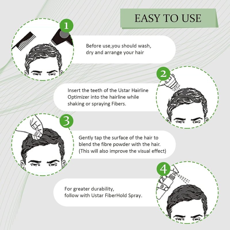 Hair Building Fibers 77.5g, USTAR 5 in 1 Hair Fibers for Thinning Hair with Holding Spray for Instantly Thicker, Fuller Look, Styling Hair Powder for Men & Women (Black)