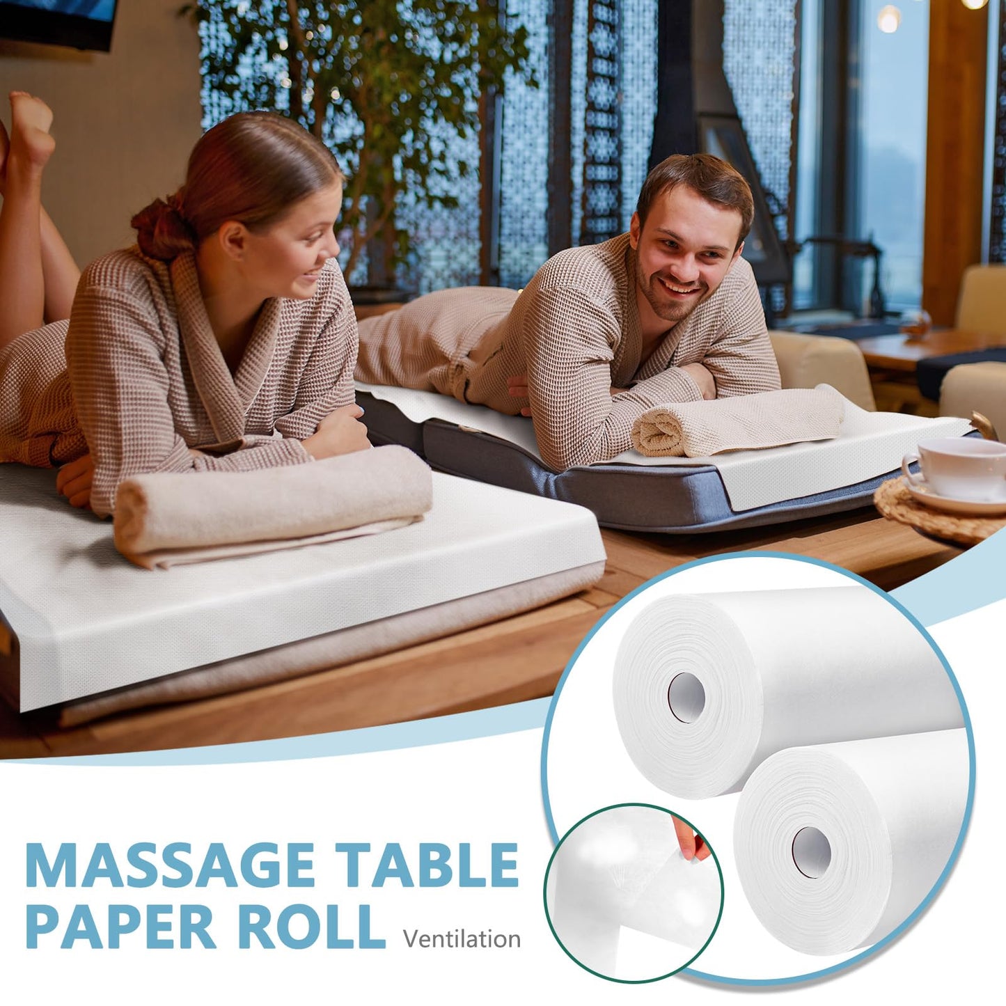 Tudomro 2 Rolls 31.5 x 71 Inch Disposable Massage Table Sheets Non Woven Bed Paper Covers Sábanas Desechables para Camilla Waterproof Spa Breathable Bed Cover for Tattoo Waxing Lash Salon(White)