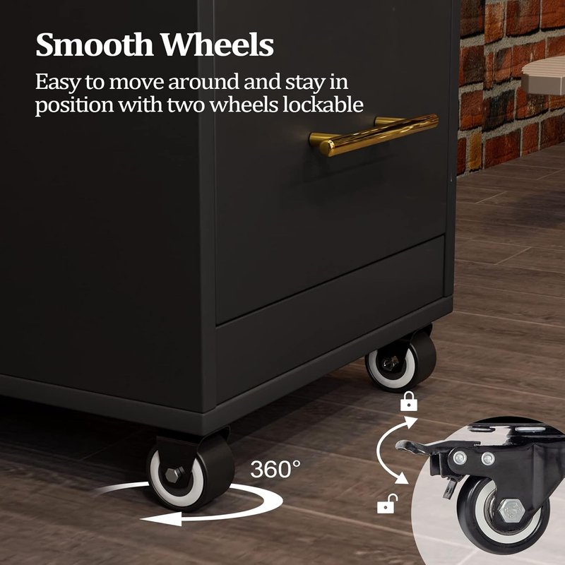 Salon Trolley Cart - 3-Drawer Rolling Hair Styling Station with Wheels | Mobile Beauty Trolley for Salon, Spa & Barbershop - Black