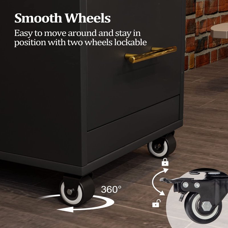 Salon Trolley Cart with Wheels, Wooden Hair Storage Cabinet, Stylist Cart Mobile Hairdressing Barber Station for Beauty Spa Barbershop