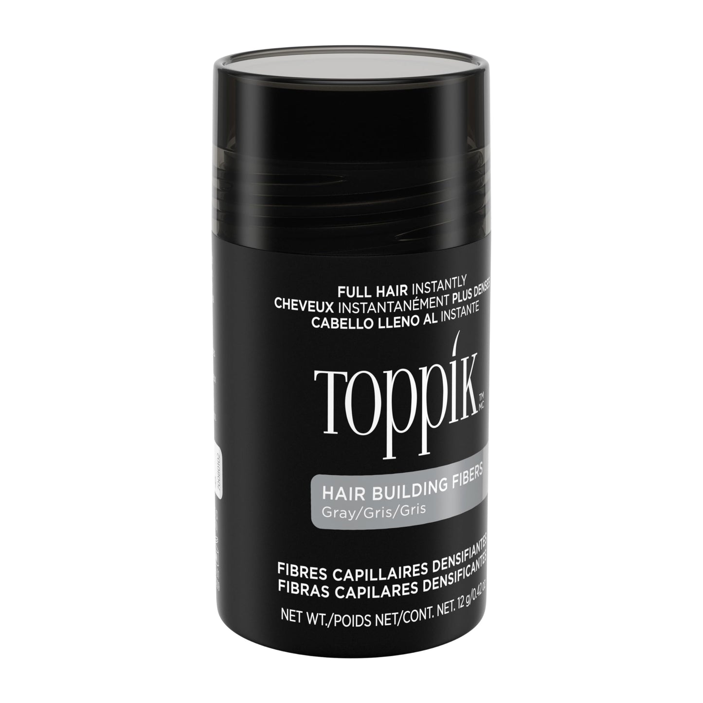 Toppik Hair Building Fibers, Gray, 12g Fill In Fine or Thinning Hair, Instantly Thicker, Fuller Looking, 9 Shades for Men & Women, Keratin Protein Formula