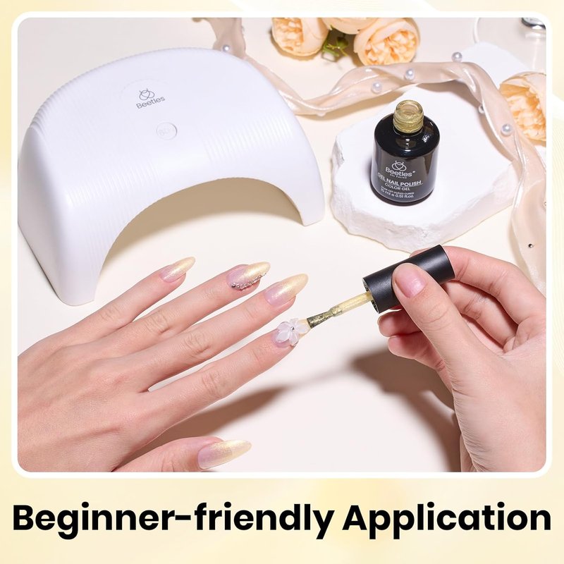 Beetles Yellow Gel Nail Polish - Shimmer Glitter Butter Yellow | 15ML Pastel Creamy Soak Off UV LED Nail Color for Home Salon