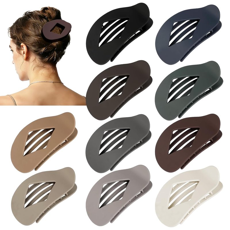 Flat Hair Clips for Women - 10 PCS Medium Matte Claw Clips, 4.2 Inch Strong Hold Non-Slip | Dark Coffee