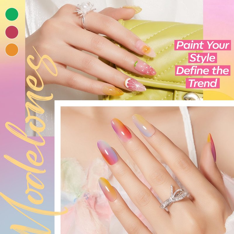 32 PCS Gel Nail Polish Set - 28 Colors Jelly Nude Polish with No Wipe Base Coat & Top Coats | Translucent Pink, White, Brown