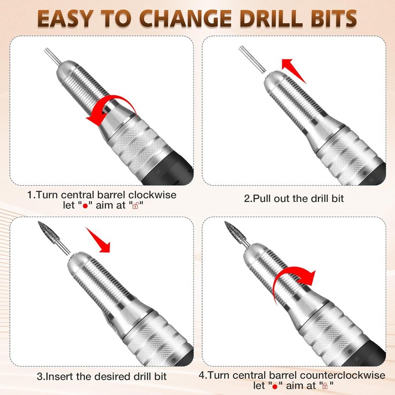 Professional Nail Drill Machine - 35000RPM Portable Electric Efile for Acrylic & Gel Nails | Rechargeable, Low Heat, Pearl White