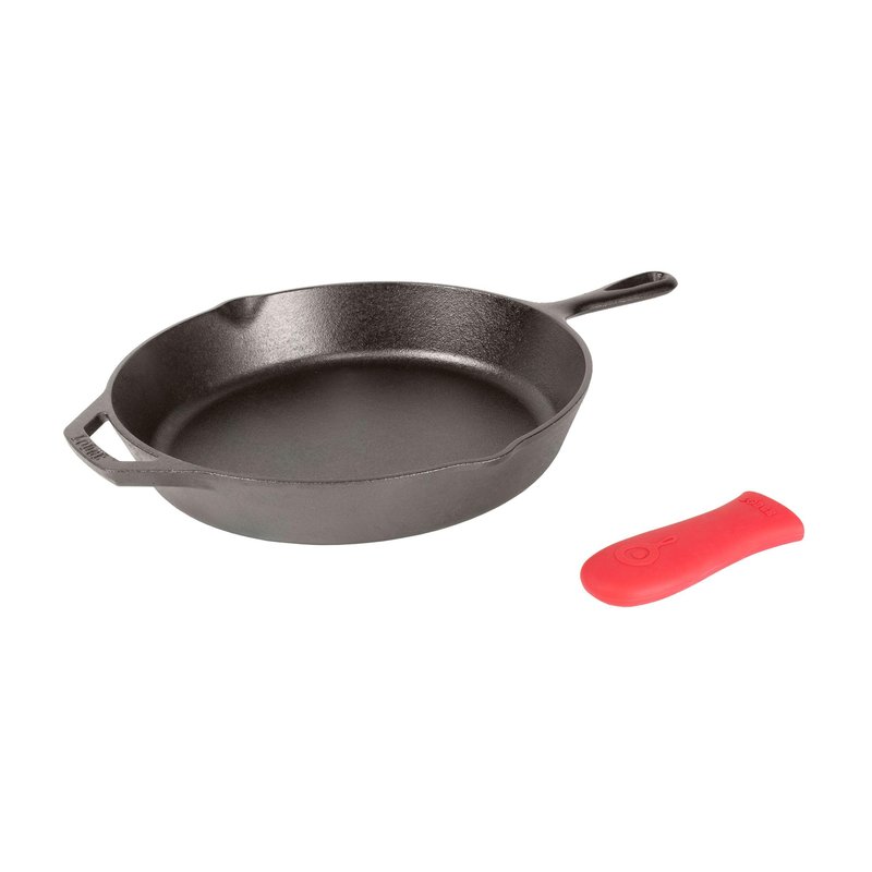 Lodge Seasoned Cast Iron Skillet 12 Inches - Quality Frying Pan for the Stove, Oven, Grill & Campfire - Includes Silicone Hot Handle Holder - Non-Toxic, Nonstick & Long-Lasting