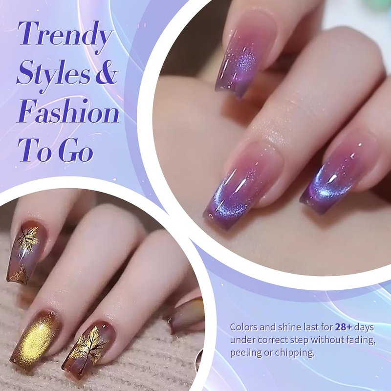 Born Pretty Cat Eye Magnetic Gel Nail Polish - Colorful Holographic Glitter Set | 6PCS for DIY Manicure