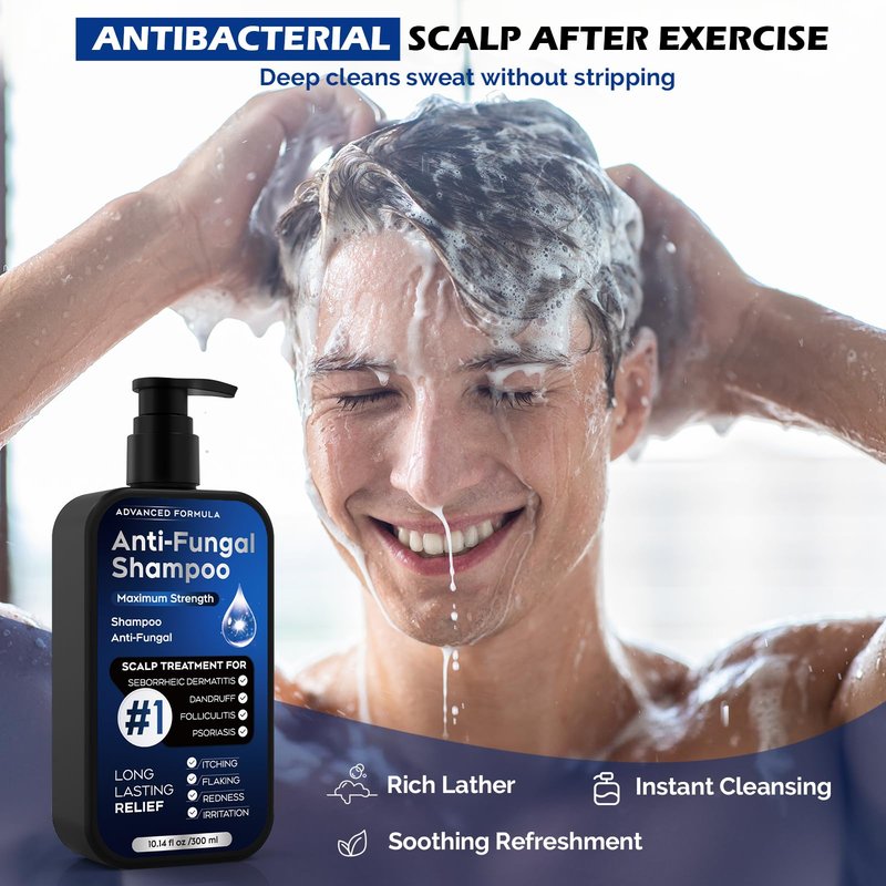 Antifungal Psoriasis Shampoo for Seborrheic Dermatitis, Folliculitis & Scalp Psoriasis, Anti-Dandruff Shampoo for Men & Women, Relieves Scalp Itching, Dryness, Sulfate & Paraben-Free, 10.1 Fl Oz-Fresh