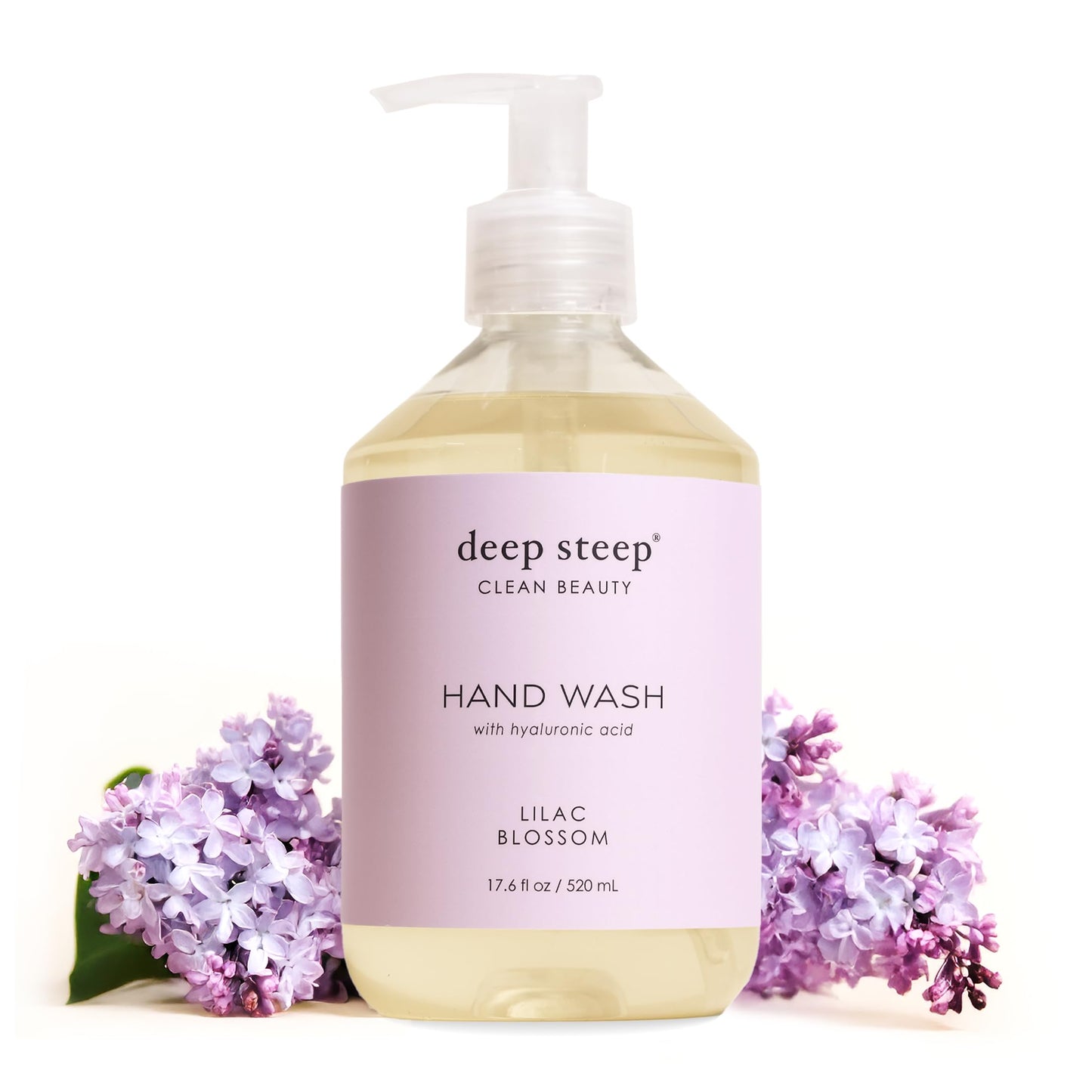 Deep Steep Liquid Hand Wash, Lilac Blossom, 17.6 oz – Moisturizing Cleanser with Olive Oil, Aloe Vera, Glycerin & Hyaluronic Acid – Vegan, Clean Beauty, Soft & Nourished Hands