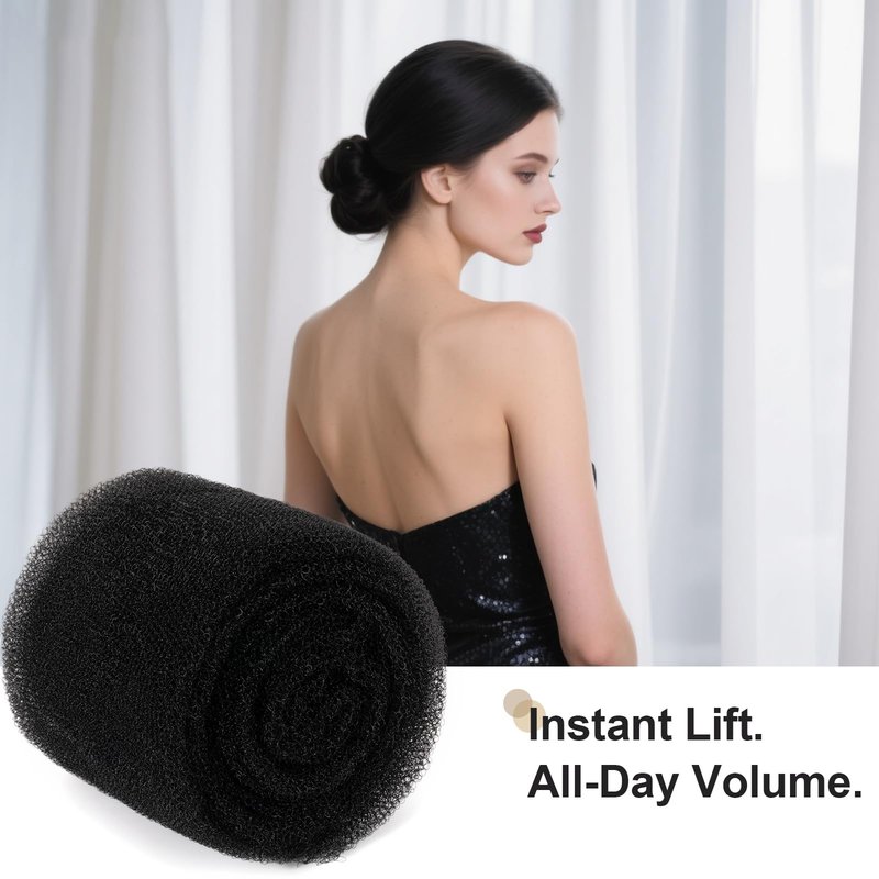 Hair Bun Maker Set for Women, Black Hair Volume Inserts & Donut Shaper, Updo Styling Sponge and Filler Tool for Natural, Full-Looking Buns