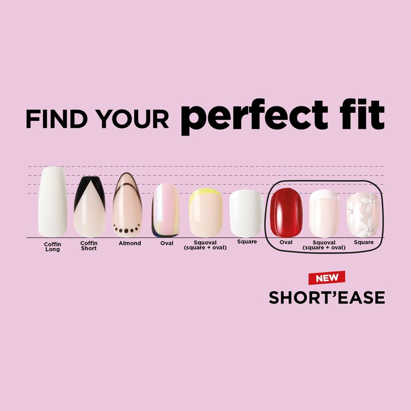 Sally Hansen Salon Effects Perfect Press-On Short'Ease Nails | Oval Shape | Easy to Apply, Non-Damaging, Natural Look Vitamin E & B5 | 30 Nails, Nail Glue, Adhesive Tabs, File| Short Queen