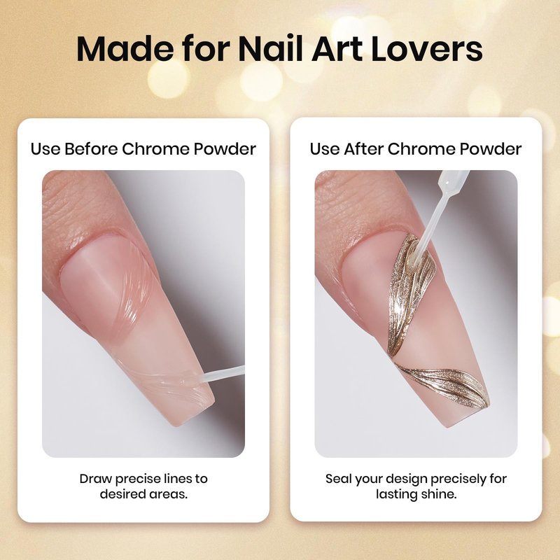 Beetles Liner Gel Top Coat - Decoration Sealing Nail Gel with Fine Brush for Detailed Designs, Strong Adhesion for Mirror Chrome Powder, Rhinestones & Gap Filling UV Light Cure
