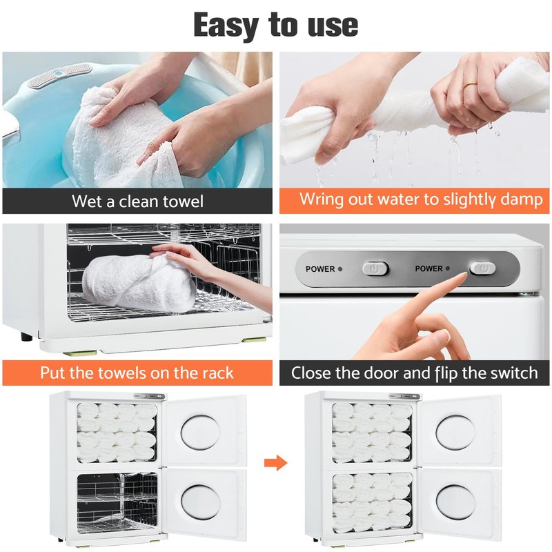 MOMOKOVA 46L Hot Towel Warmer, Large Capacity Spa Towel Warmer with Double Cabinets, Professional Towel Warmer Cabinet with Clip & 4 Racks for Salon, Barber Shop, Massage, Facial