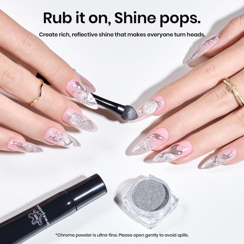 Beetles Chrome Nail Art Gel 3D Sculpting Gel, Clear No Wipe Rhinestone Glue for Chrome Powder, Mirror Effect Nail Designs, Builder Drawing Molding Gel for Gems DIY, 15g