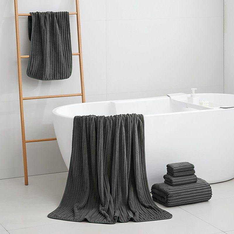 NALIVO Extra Large Bath Towel Set of 6 (40"x80"),Oversized Bath Sheet Super Soft Highly Absorbent Microfibers Quick Dry Luxury Shower Towel for Bathroom Spa Gym Hotel Yoga (Charcoal Gray, 6Piece)