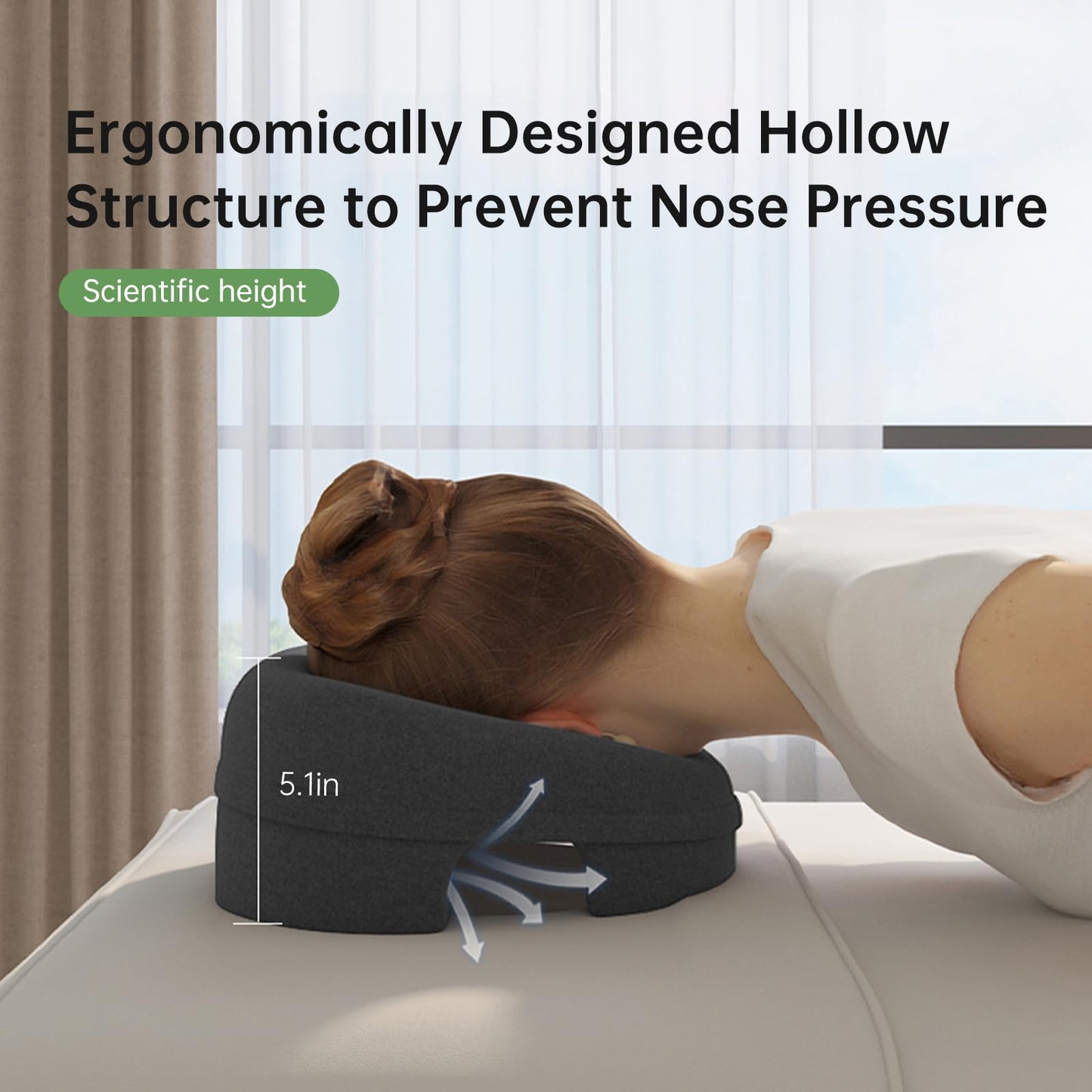 UTJZIB Face Down Pillow for Massage - Massage Headrest for Bed, Face Down Pillow for Sleeping, Post-Eye Surgery Recovery, and Beach Tanning, Massage Tools.