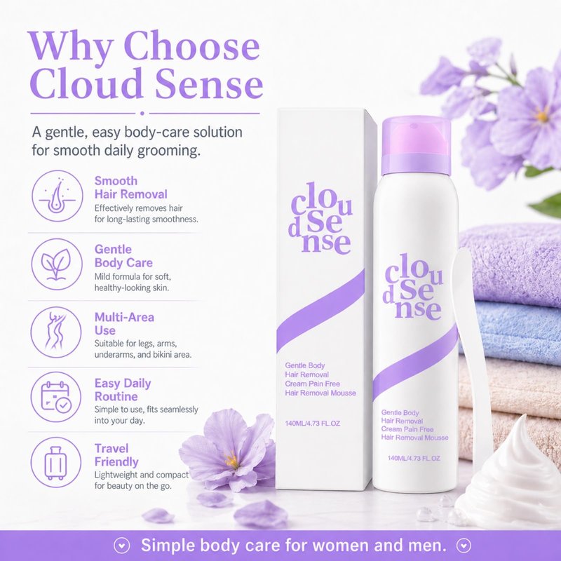 Cloud Sense Hair Removal Mousse, Smooth Hair Removal Spray, Gentle and Soothing for Body and Legs, Suitable for Women and Men (Spray*1)