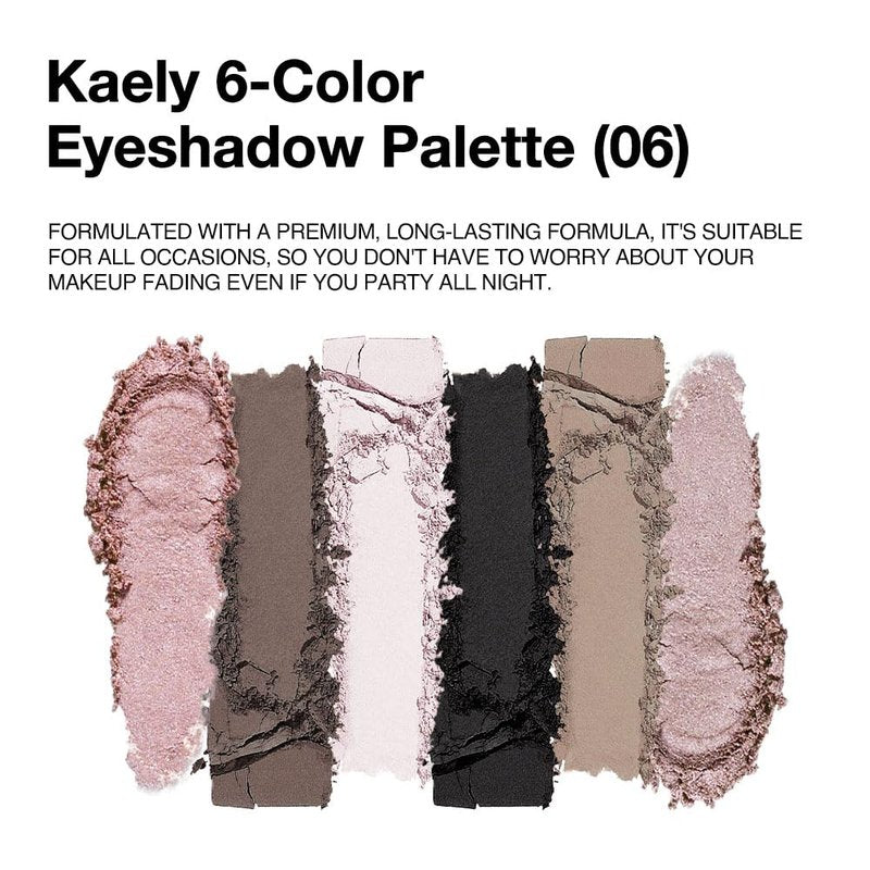 HHLTOH 6 Colors Neutral Rose Brown Eyeshadow Palette, Mini Travel Eye Shadow Palette for Women with Mirror, Nude Pink Coffee Brown Black White, Matte & Shimmer Glitter Highly Pigmented Blendable Vegan