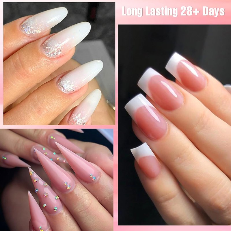 Builder Nail Gel Set - 9 Pcs Clear, White, Pink & Brown | Thickening Apex Strengthener for DIY Nail Extensions