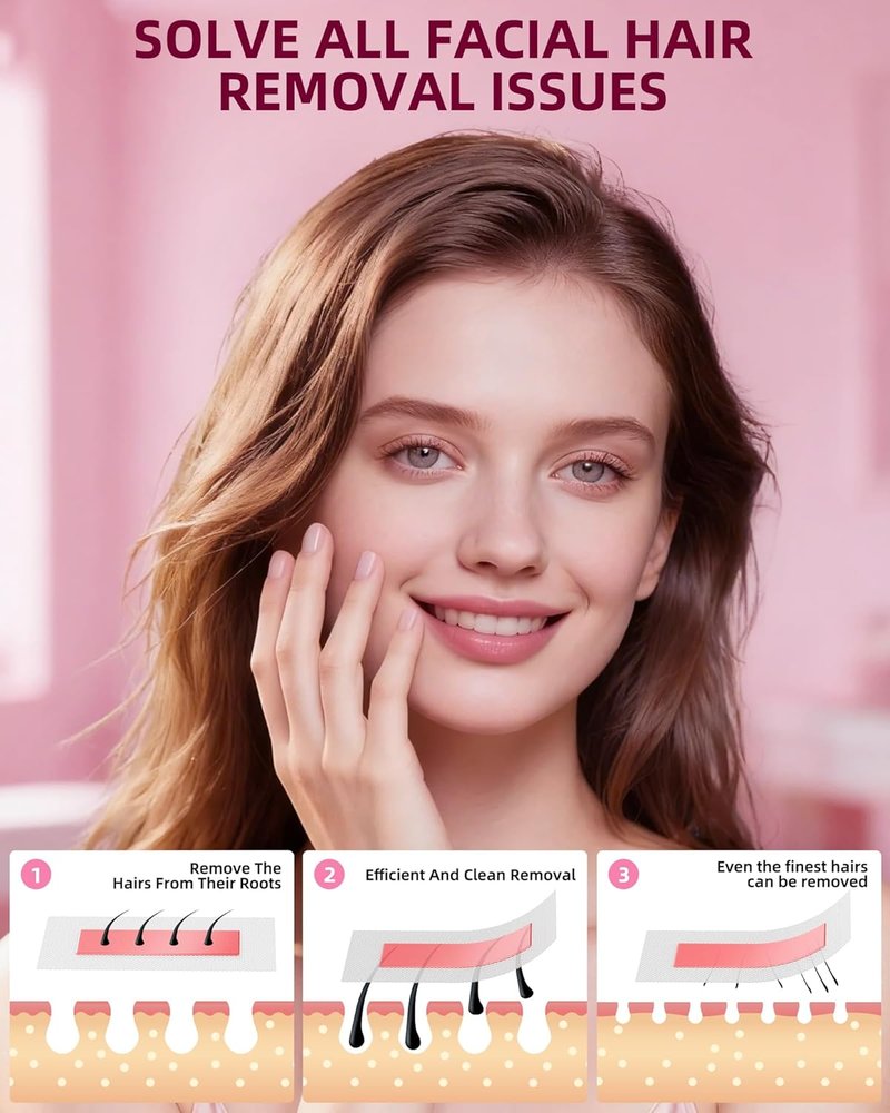 40 Facial Wax Strips for Women - Complete Waxing Kit with 4 Calming Oil Wipes | All Skin Types
