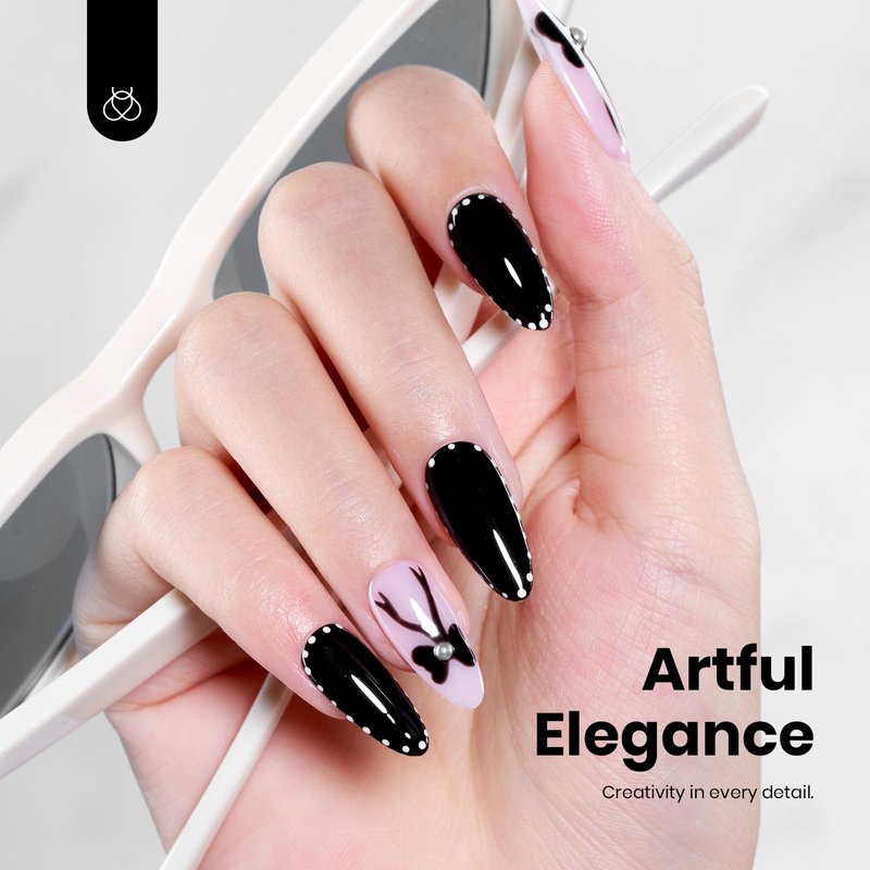 Beetles Black Gel Polish – Silent Charm Audrey Black Color Hema Free Gel Polish, 15ML Full Size Long-Lasting Soak Off UV LED Glossy Manicure for DIY Nail Art