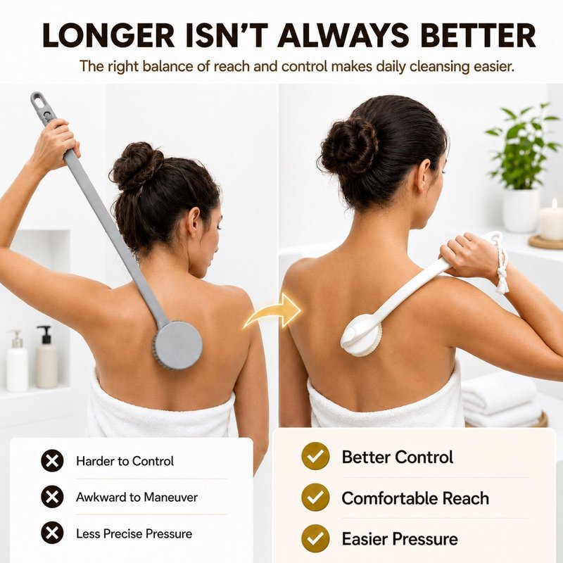 Lequin 14-Inch Handle Bath Brush for Shower, Detachable Back Scrubber with Medium Firm Bristles,Wet or Dry Brushing Body Brush, Exfoliating Shower Scrubber for Back, Legs, Arms and Feet