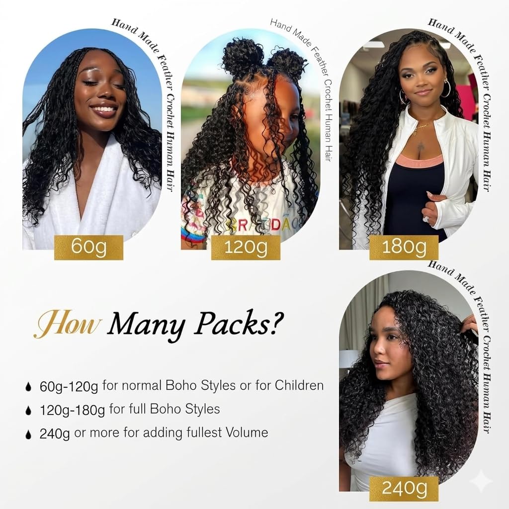 VIPbeauty Burmese Curly Crochet Hair Extensions - 12 Inch, 60g Knotless, Lightweight Remy Hair in Natural Black