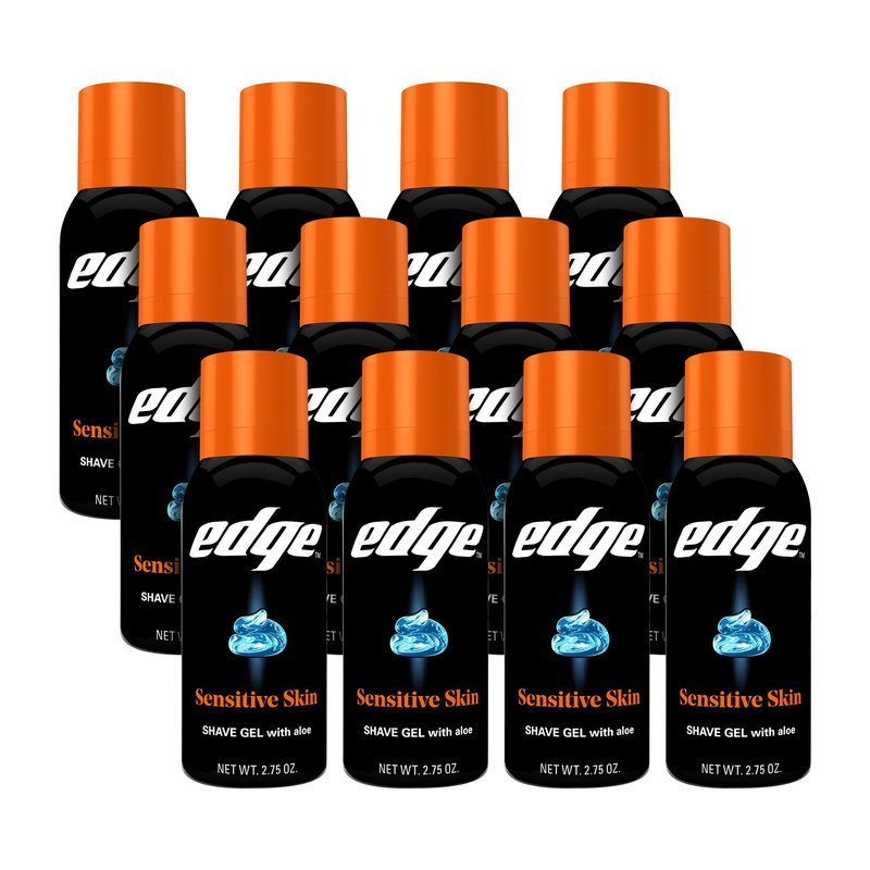 Edge Shaving Gel for Men, Sensitive Skin with Aloe, (12 Pack) - Shave Gel For Men That Moisturizes, Protects and Soothes To Help Reduce Skin Irritation