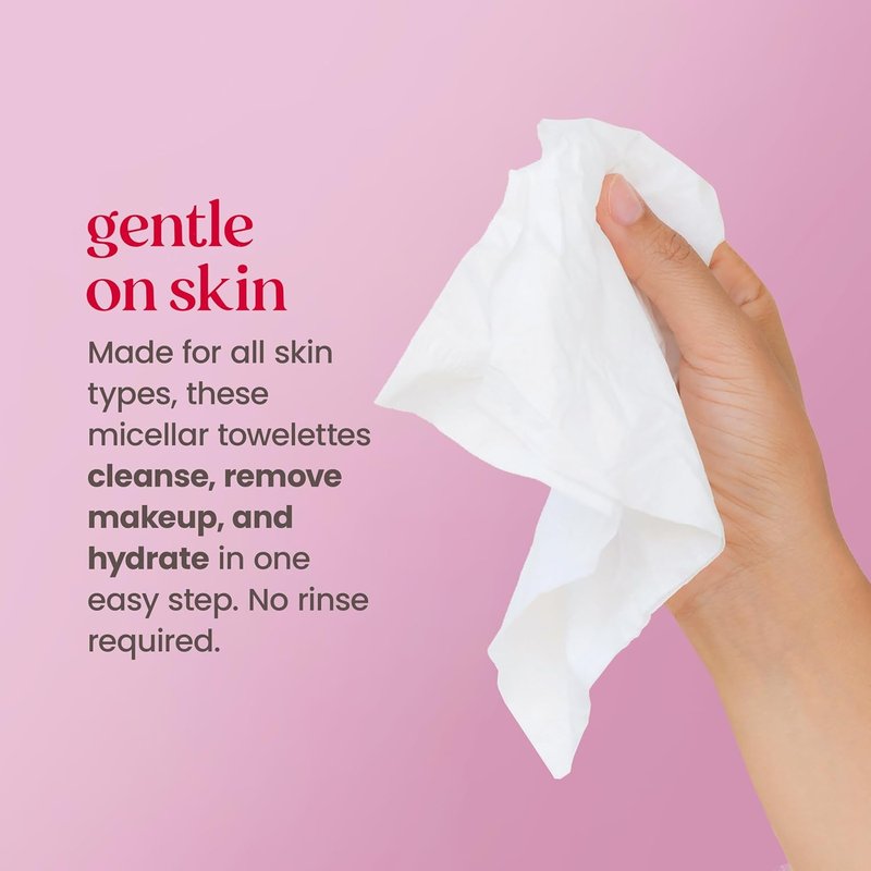 Burt's Bees Micellar Rose Water Facial Towelettes - 100% Plant-Based Cloth, 30 Ct | Hydrating Makeup Remover for All Skin Types